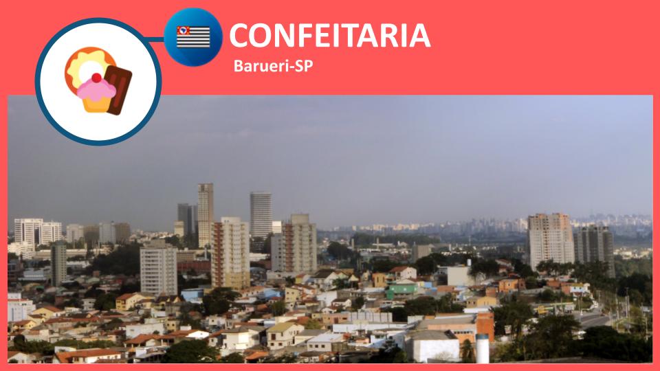 Confeitaria em Barueri-SP com bolos e doces artesanais expostos em vitrine