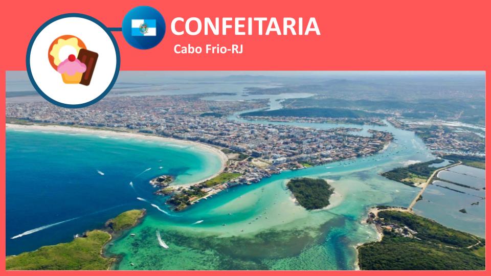 Confeitaria em Cabo Frio-RJ com bolo decorado artesanal sobre balcão de doceria