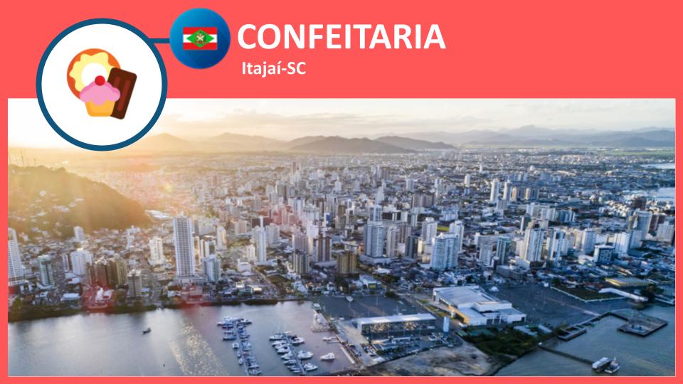 Confeitaria em Itajaí-SC com doces artesanais expostos em vitrine de loja