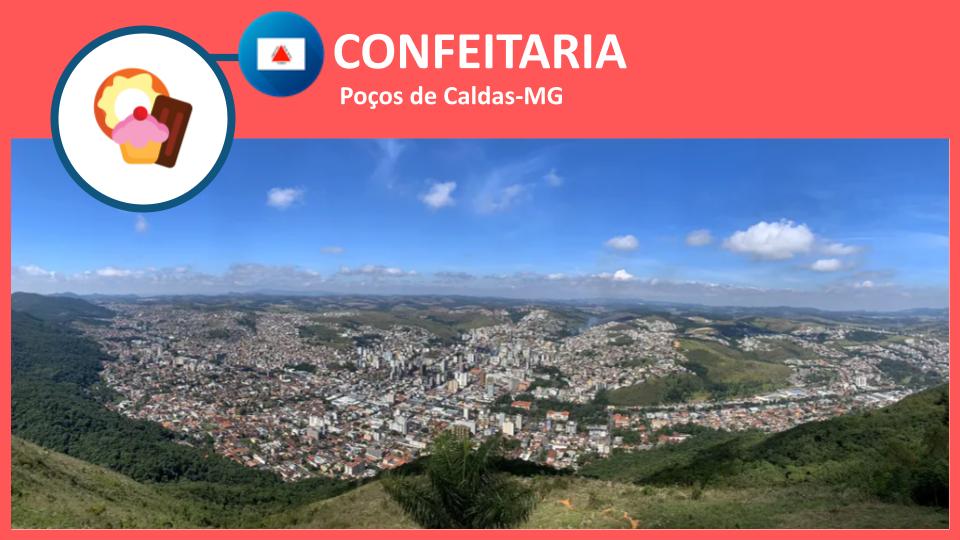 Confeitaria em Poços de Caldas-MG com bolos artesanais e doces expostos no balcão