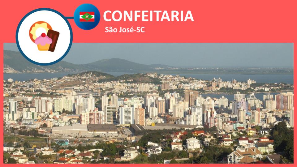 Vitrine de doces de uma Confeitaria em São José-SC com bolos artesanais
